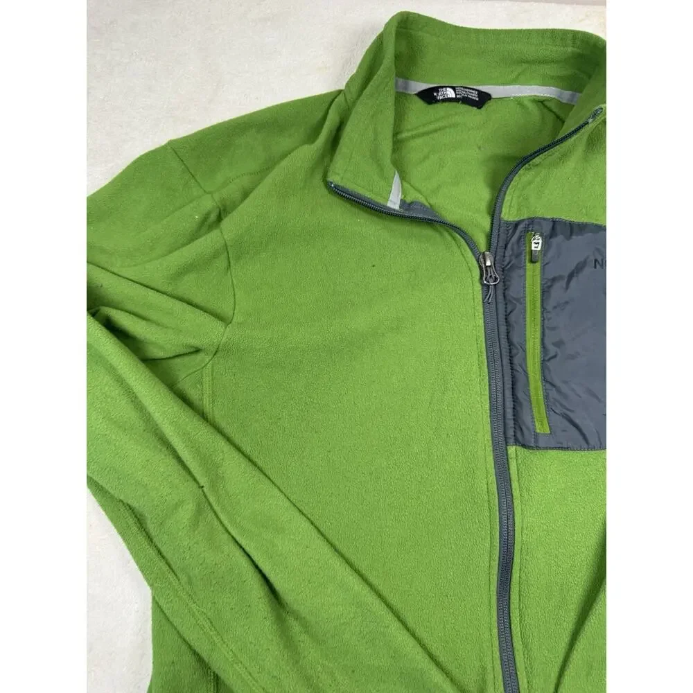 The North Face Men’s Full Zip Fleece Jacket Green Chest Pocket Size Medium